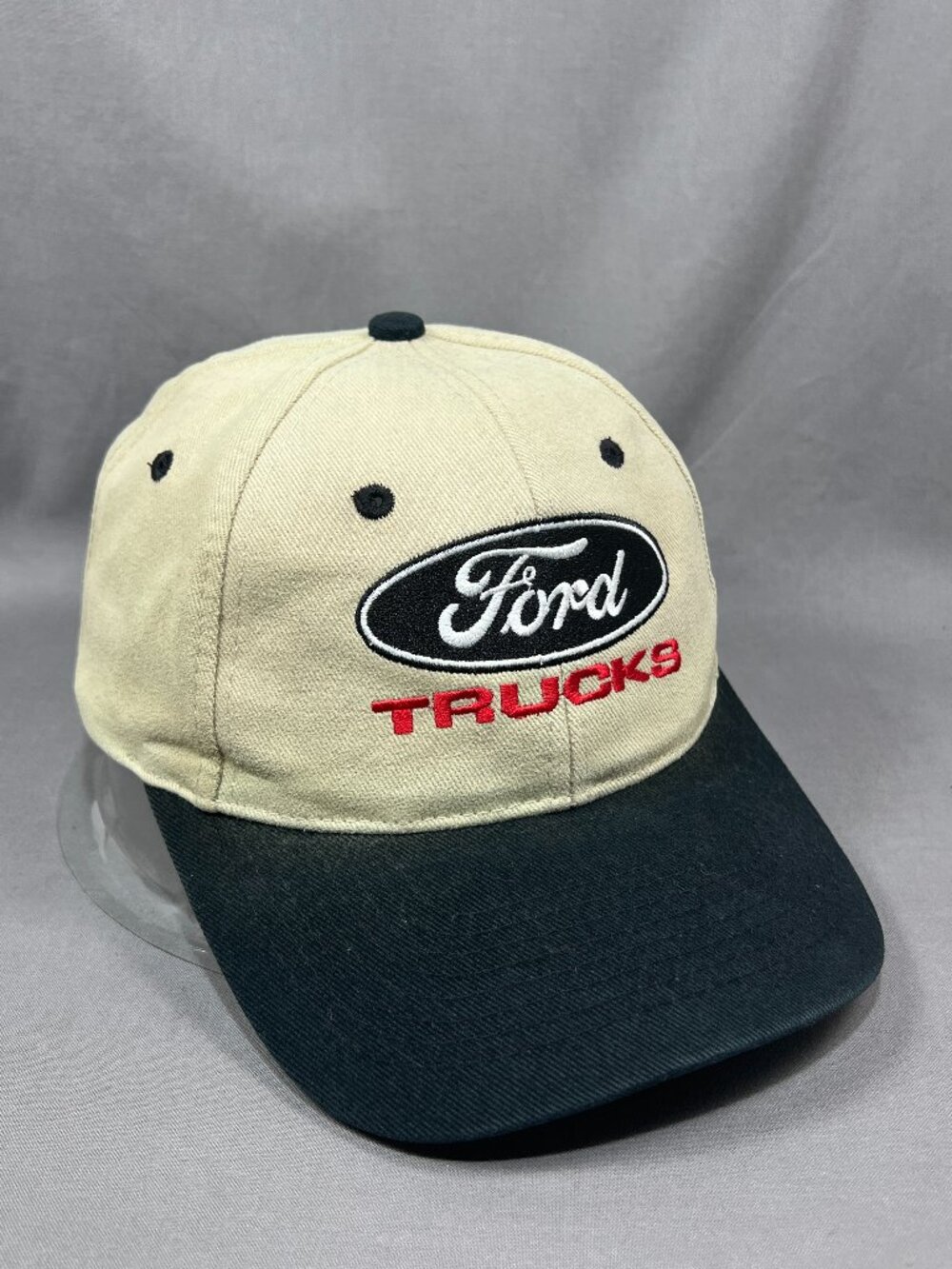 Ford Trucks Baseball Hat Khaki Black Oval Logo Motorsports Adult Snapback Cap